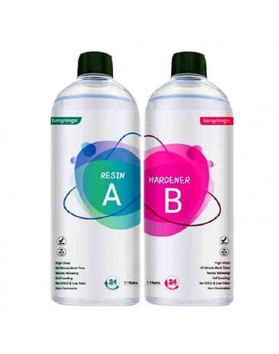 Resina Epoxy. Color cristal. Relación 1:1. 16+16 onzas (950 ml). Incluye accesorios. 1 set.