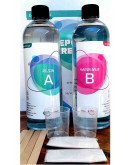 Resina Epoxy. Color cristal. Relación 1:1. 32+32 onzas (1890 ml). Incluye accesorios. 1 set.