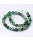 Aventurina. Verde. 12 mm diámetro. 1,2 mm perforación. 35 unidades hilo aproximado. 1 hilo.