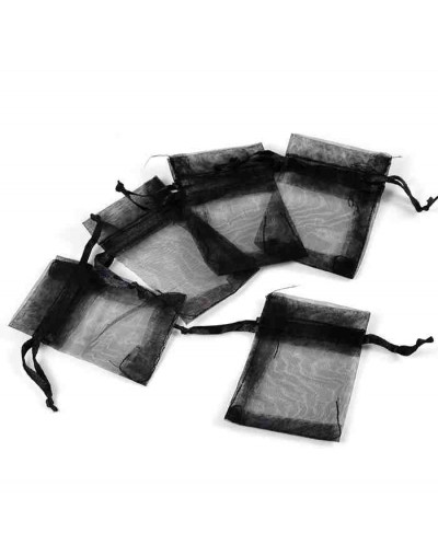 Bolsa de regalo. Color negro. Cierre con cordón. 70x50 milímetros. 10 unidades.