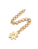 Extensión para cadena. Flor (2). Acero inoxidable. Color dorado. 60 milímetros. 2 unidades.