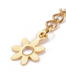 Extensión para cadena. Flor (2). Acero inoxidable. Color dorado. 60 milímetros. 2 unidades.