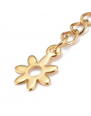 Extensión para cadena. Flor (2). Acero inoxidable. Color dorado. 60 milímetros. 2 unidades.