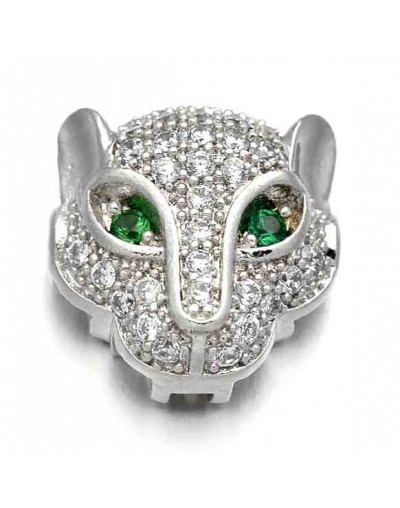 Leopardo (2). Aleación+Zirconia. Color Platino. 11x11,5x6 milímetros. 1,4 mm perforación. 1 unidad.