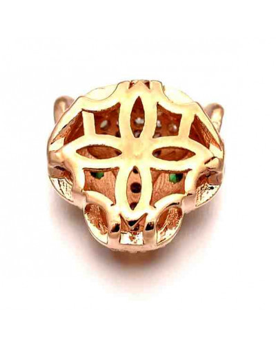 Leopardo (2). Aleación+Zirconia. Color Gold Rose. 11x11,5x6 milímetros. 1,4 mm perforación. 1 ud.