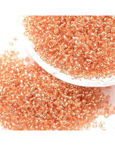 Cristal Línea Plateada. PEACH. 4 milímetros.1,50 mm perforación. 40 gramos. 390 uds. aprox.