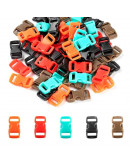 Hebilla TipTop. Plástico. Varios colores. 29x15x6 mm. 11x3,5 mm agujero. 10 set.