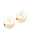 Cruz. Aleación de cobre. Baño 18k Gold. 11x4,5 milímetros. 1,8 mm perforación. 1 ud. Cruz. Aleación de cobre. Baño 18k Gold. 11x4,5 milímetros. 1,8 mm perforación. 1 ud.