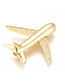 Avión. Aleación + Zirconia. Baño 18k Gold.  26.5x22x8 mm. 1,6 mm perforación. 1 ud. Avión. Aleación + Zirconia. Baño 18k Gold.  26.5x22x8 mm. 1,6 mm perforación. 1 ud.