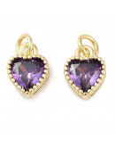 Corazón (5), Aleación + Zirconia. Baño 18KGold. PURPLE. 8,5x7x4 mm. 3 mm arandela. 1 ud. Corazón (5), Aleación + Zirconia. Baño 18KGold. PURPLE. 8,5x7x4 mm. 3 mm arandela. 1 ud.
