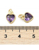 Corazón (5), Aleación + Zirconia. Baño 18KGold. PURPLE. 8,5x7x4 mm. 3 mm arandela. 1 ud. Corazón (5), Aleación + Zirconia. Baño 18KGold. PURPLE. 8,5x7x4 mm. 3 mm arandela. 1 ud.
