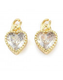 Corazón (5), Aleación + Zirconia. Baño 18KGold. CLEAR. 8,5x7x4 mm. 3 mm arandela. 1 ud. Corazón (5), Aleación + Zirconia. Baño 18KGold. CLEAR. 8,5x7x4 mm. 3 mm arandela. 1 ud.