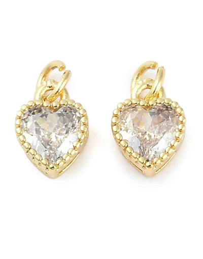 Corazón (5), Aleación + Zirconia. Baño 18KGold. CLEAR. 8,5x7x4 mm. 3 mm arandela. 1 ud.