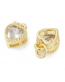 Corazón (5), Aleación + Zirconia. Baño 18KGold. CLEAR. 8,5x7x4 mm. 3 mm arandela. 1 ud. Corazón (5), Aleación + Zirconia. Baño 18KGold. CLEAR. 8,5x7x4 mm. 3 mm arandela. 1 ud.