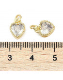 Corazón (5), Aleación + Zirconia. Baño 18KGold. CLEAR. 8,5x7x4 mm. 3 mm arandela. 1 ud. Corazón (5), Aleación + Zirconia. Baño 18KGold. CLEAR. 8,5x7x4 mm. 3 mm arandela. 1 ud.