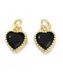 Corazón (5), Aleación + Zirconia. Baño 18KGold. BLACK. 8,5x7x4 mm. 3 mm arandela. 1 ud. Corazón (5), Aleación + Zirconia. Baño 18KGold. BLACK. 8,5x7x4 mm. 3 mm arandela. 1 ud.