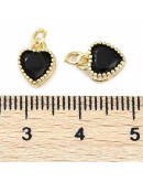Corazón (5), Aleación + Zirconia. Baño 18KGold. BLACK. 8,5x7x4 mm. 3 mm arandela. 1 ud. Corazón (5), Aleación + Zirconia. Baño 18KGold. BLACK. 8,5x7x4 mm. 3 mm arandela. 1 ud.