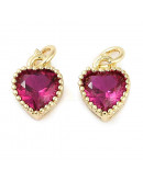 Corazón (5), Aleación + Zirconia. Baño 18KGold. DEEP PINK. 8,5x7x4 mm. 3 mm arandela. 1 ud. Corazón (5), Aleación + Zirconia. Baño 18KGold. DEEP PINK. 8,5x7x4 mm. 3 mm arandela. 1 ud.