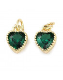 Corazón (5), Aleación + Zirconia. Baño 18KGold. GREEN. 8,5x7x4 mm. 3 mm arandela. 1 ud. Corazón (5), Aleación + Zirconia. Baño 18KGold. GREEN. 8,5x7x4 mm. 3 mm arandela. 1 ud.