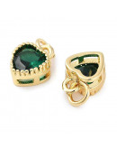 Corazón (5), Aleación + Zirconia. Baño 18KGold. GREEN. 8,5x7x4 mm. 3 mm arandela. 1 ud. Corazón (5), Aleación + Zirconia. Baño 18KGold. GREEN. 8,5x7x4 mm. 3 mm arandela. 1 ud.