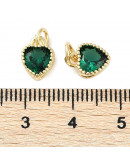 Corazón (5), Aleación + Zirconia. Baño 18KGold. GREEN. 8,5x7x4 mm. 3 mm arandela. 1 ud. Corazón (5), Aleación + Zirconia. Baño 18KGold. GREEN. 8,5x7x4 mm. 3 mm arandela. 1 ud.