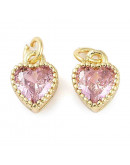 Corazón (5), Aleación + Zirconia. Baño 18KGold. PINK. 8,5x7x4 mm. 3 mm arandela. 1 ud. Corazón (5), Aleación + Zirconia. Baño 18KGold. PINK. 8,5x7x4 mm. 3 mm arandela. 1 ud.
