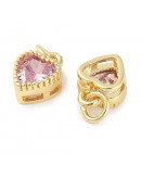 Corazón (5), Aleación + Zirconia. Baño 18KGold. PINK. 8,5x7x4 mm. 3 mm arandela. 1 ud. Corazón (5), Aleación + Zirconia. Baño 18KGold. PINK. 8,5x7x4 mm. 3 mm arandela. 1 ud.