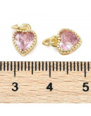 Corazón (5), Aleación + Zirconia. Baño 18KGold. PINK. 8,5x7x4 mm. 3 mm arandela. 1 ud. Corazón (5), Aleación + Zirconia. Baño 18KGold. PINK. 8,5x7x4 mm. 3 mm arandela. 1 ud.