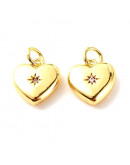 Corazón (11). Aleación + Zirconia. Baño 18kGold. 15x10.5x3.5 mm. 3,5 mm arandela. 1 ud. Corazón (11). Aleación + Zirconia. Baño 18kGold. 15x10.5x3.5 mm. 3,5 mm arandela. 1 ud.