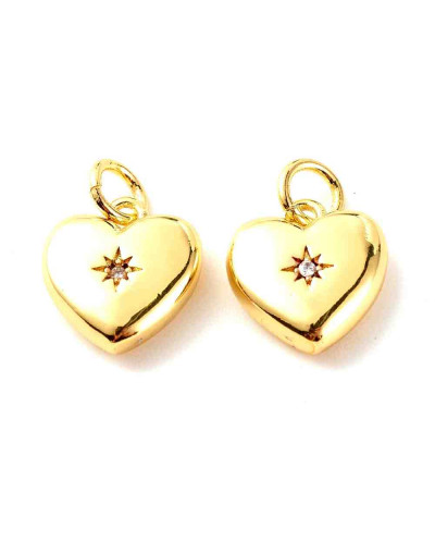 Corazón (11). Aleación + Zirconia. Baño 18kGold. 15x10.5x3.5 mm. 3,5 mm arandela. 1 ud.