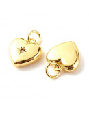 Corazón (11). Aleación + Zirconia. Baño 18kGold. 15x10.5x3.5 mm. 3,5 mm arandela. 1 ud. Corazón (11). Aleación + Zirconia. Baño 18kGold. 15x10.5x3.5 mm. 3,5 mm arandela. 1 ud.
