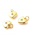 Corazón (11). Aleación + Zirconia. Baño 18kGold. 15x10.5x3.5 mm. 3,5 mm arandela. 1 ud. Corazón (11). Aleación + Zirconia. Baño 18kGold. 15x10.5x3.5 mm. 3,5 mm arandela. 1 ud.