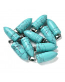 Turquesa sintética. Forma bala. Engarce de aleación. Color plateado. 29,5x10 mm. 4x7 mm cierre. 1 ud Turquesa sintética. Forma bala. Engarce de aleación. Color plateado. 29,5x10 mm. 4x7 mm cierre. 1 ud