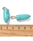 Turquesa sintética. Forma bala. Engarce de aleación. Color plateado. 29,5x10 mm. 4x7 mm cierre. 1 ud Turquesa sintética. Forma bala. Engarce de aleación. Color plateado. 29,5x10 mm. 4x7 mm cierre. 1 ud