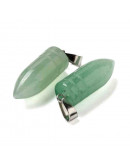 Aventurina Verde. Forma bala. Engarce de aleación. Color plateado. 29,5x10 mm. 4x7 mm cierre. 1 ud. Aventurina Verde. Forma bala. Engarce de aleación. Color plateado. 29,5x10 mm. 4x7 mm cierre. 1 ud.