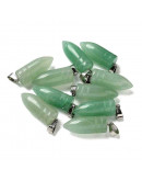 Aventurina Verde. Forma bala. Engarce de aleación. Color plateado. 29,5x10 mm. 4x7 mm cierre. 1 ud. Aventurina Verde. Forma bala. Engarce de aleación. Color plateado. 29,5x10 mm. 4x7 mm cierre. 1 ud.