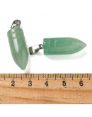 Aventurina Verde. Forma bala. Engarce de aleación. Color plateado. 29,5x10 mm. 4x7 mm cierre. 1 ud. Aventurina Verde. Forma bala. Engarce de aleación. Color plateado. 29,5x10 mm. 4x7 mm cierre. 1 ud.
