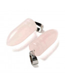 Cuarzo Rosa. Forma bala. Engarce de aleación. Color plateado. 29,5x10 mm. 4x7 mm cierre. 1 ud. Cuarzo Rosa. Forma bala. Engarce de aleación. Color plateado. 29,5x10 mm. 4x7 mm cierre. 1 ud.