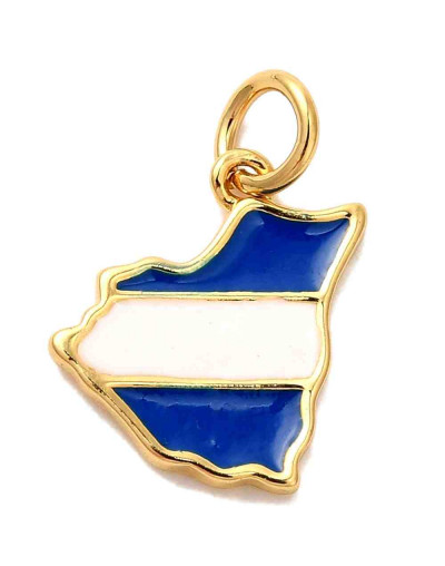 Mapa Nicaragua. Aleación de cobre. Baño 18kGold. 14x11x2 mm. 3 mm arandela. 1 ud. Mapa Nicaragua. Aleación de cobre. Baño 18kGold. 14x11x2 mm. 3 mm arandela. 1 ud.