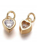 Corazón (10). Aleación + Zirconia. Baño 18kGold. Color cristal. 9x6.5x4 mm. 3 mm arandela. 1 ud. Corazón (10). Aleación + Zirconia. Baño 18kGold. Color cristal. 9x6.5x4 mm. 3 mm arandela. 1 ud.