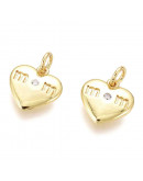 Corazón Mom. Aleación + Zirconia. Baño 18kGold. Color cristal. 11x11x2 mm. 2,5 mm arandela. 1 ud. Corazón Mom. Aleación + Zirconia. Baño 18kGold. Color cristal. 11x11x2 mm. 2,5 mm arandela. 1 ud.