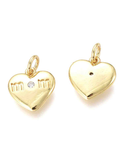 Corazón Mom. Aleación + Zirconia. Baño 18kGold. Color cristal. 11x11x2 mm. 2,5 mm arandela. 1 ud. Corazón Mom. Aleación + Zirconia. Baño 18kGold. Color cristal. 11x11x2 mm. 2,5 mm arandela. 1 ud.