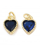 Corazón (5), Aleación + Zirconia. Baño 18KGold. DARK BLUE. 8,5x7x4 mm. 3 mm arandela. 1 ud. Corazón (5), Aleación + Zirconia. Baño 18KGold. DARK BLUE. 8,5x7x4 mm. 3 mm arandela. 1 ud.
