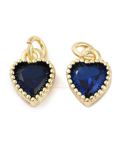 Corazón (5), Aleación + Zirconia. Baño 18KGold. DARK BLUE. 8,5x7x4 mm. 3 mm arandela. 1 ud.