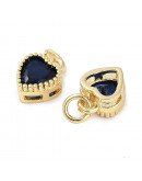 Corazón (5), Aleación + Zirconia. Baño 18KGold. DARK BLUE. 8,5x7x4 mm. 3 mm arandela. 1 ud. Corazón (5), Aleación + Zirconia. Baño 18KGold. DARK BLUE. 8,5x7x4 mm. 3 mm arandela. 1 ud.