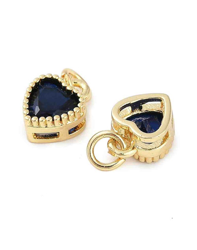 Corazón (5), Aleación + Zirconia. Baño 18KGold. DARK BLUE. 8,5x7x4 mm. 3 mm arandela. 1 ud.