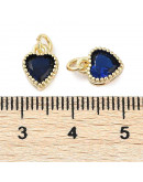 Corazón (5), Aleación + Zirconia. Baño 18KGold. DARK BLUE. 8,5x7x4 mm. 3 mm arandela. 1 ud. Corazón (5), Aleación + Zirconia. Baño 18KGold. DARK BLUE. 8,5x7x4 mm. 3 mm arandela. 1 ud.