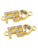 Fé (2). Aleación+Zirconia. Baño 18K Gold. 7x19.5x3.5 mm. 1,4 mm perforación. 1 ud. Fé (2). Aleación+Zirconia. Baño 18K Gold. 7x19.5x3.5 mm. 1,4 mm perforación. 1 ud.