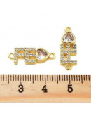 Fé (2). Aleación+Zirconia. Baño 18K Gold. 7x19.5x3.5 mm. 1,4 mm perforación. 1 ud. Fé (2). Aleación+Zirconia. Baño 18K Gold. 7x19.5x3.5 mm. 1,4 mm perforación. 1 ud.