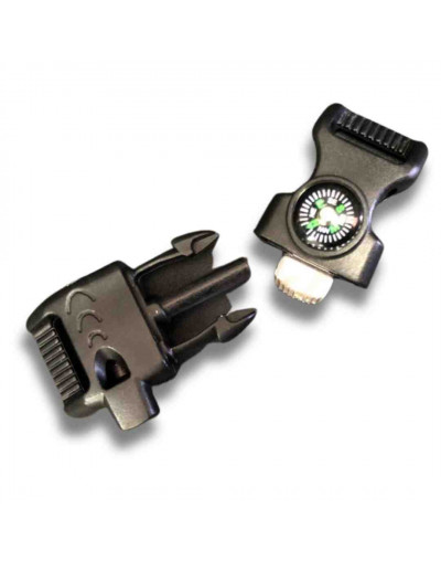 Hebilla TipTop. Plástico. Color negro. Con brújula. 50x25x8 mm. 15x4 mm agujero. 1 set.